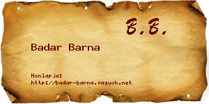 Badar Barna névjegykártya